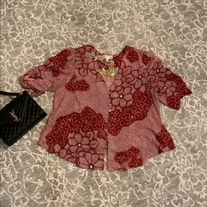 Corey Lynn Calter Red Floral Blouse
